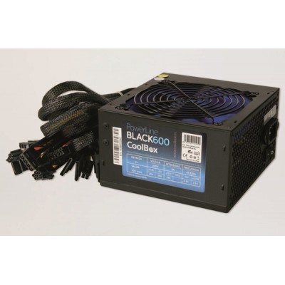 CoolBox Powerline Black 600 unidad de fuente de alimentación 600 W 20+4 pin ATX ATX Negro - Imagen 4