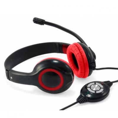 Auricular conceptronic usb + microfono flexible control de volumen negro -  rojo - Imagen 6