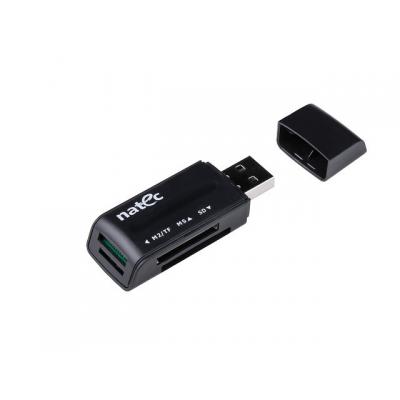 Lector de tarjetas natec mini ant 3 sdhc mmc m2 microsd usb 2.0 negro - Imagen 1