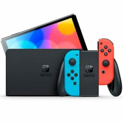 Consola nintendo switch oled mando color azul neon - rojo neon - Imagen 1