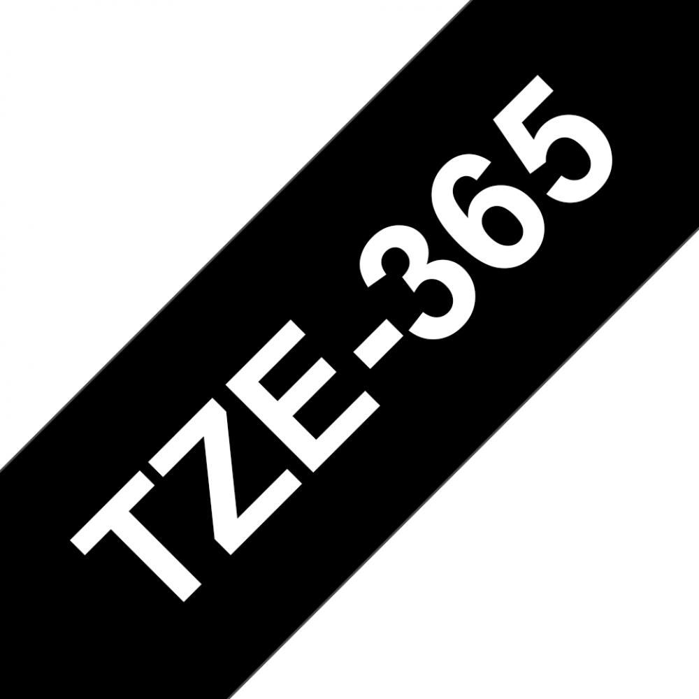 Brother TZe365 Cinta Laminada Generica de Etiquetas - Texto blanco sobre fondo negro - Ancho 36mm x 8 metros - Imagen 1