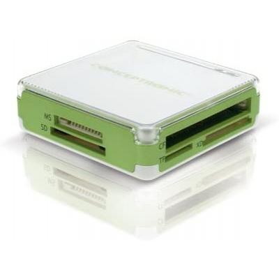 Conceptronic Hub de 3 Puertos USB y Lector de Tarjetas SD, MMC y tarjetas de memoria - Color Blanco/Verde - Imagen 1