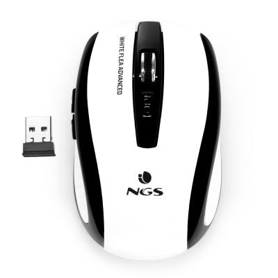 NGS Flea Advanced Raton Inalambrico USB 1600dpi - 5 Botones - Uso Diestro - Color Blanco/Negro - Imagen 1