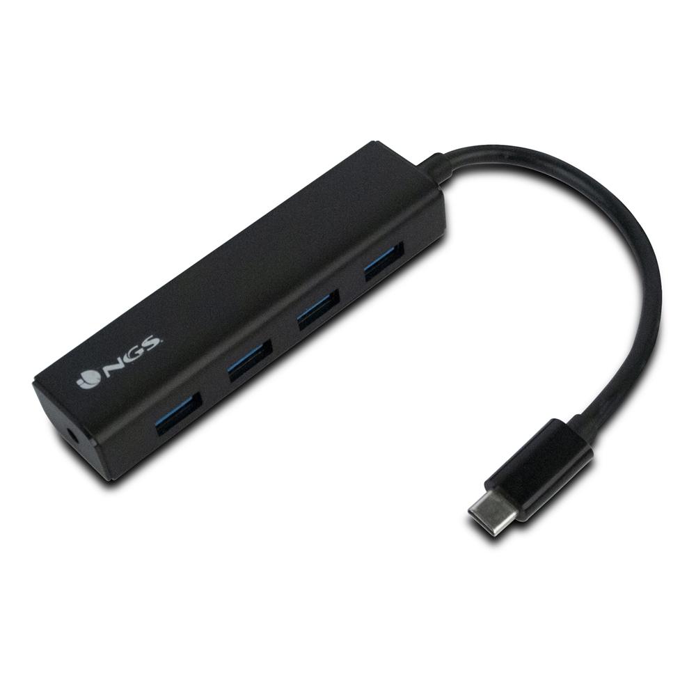 NGS Wonder Hub USB-C - 4 Puertos USB 3.0 - Velocidad de 480 Mbps a 5 Gbps - Color Negro - Imagen 1