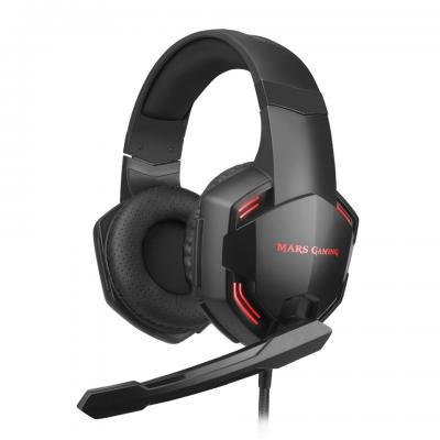 Mars Gaming MHX PRO 7.1 Auriculares Gaming 7.1 DSP USB con Microfono Plegable - Iluminacion LED Roja - Almohadillas con Memory F