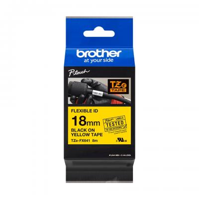 Brother TZeFX641 Cinta Laminada Flexible Original de Etiquetas - Texto negro sobre fondo amarillo - Ancho 18mm x 8 metros - Imag