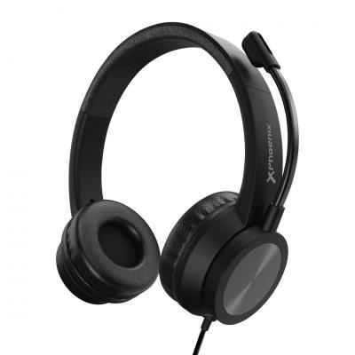 Auriculares con microfono phoenix control de volumen y mute en cable ideal oficina y teletrabajo conector usb - Imagen 1