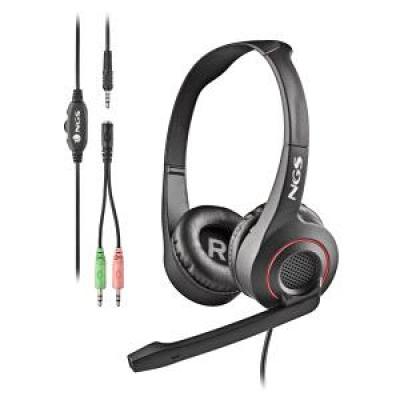 NGS MSX 10 Pro Auriculares con Microfono Plegable - Diadema Ajustable - Almohadillas Acolchadas - Control en Cable - Cable de 1.