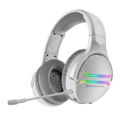 Auriculares gaming con microfono inalambricos phoenix echo wireless iluminación rgb sonido 7.1 envolvente  blanco