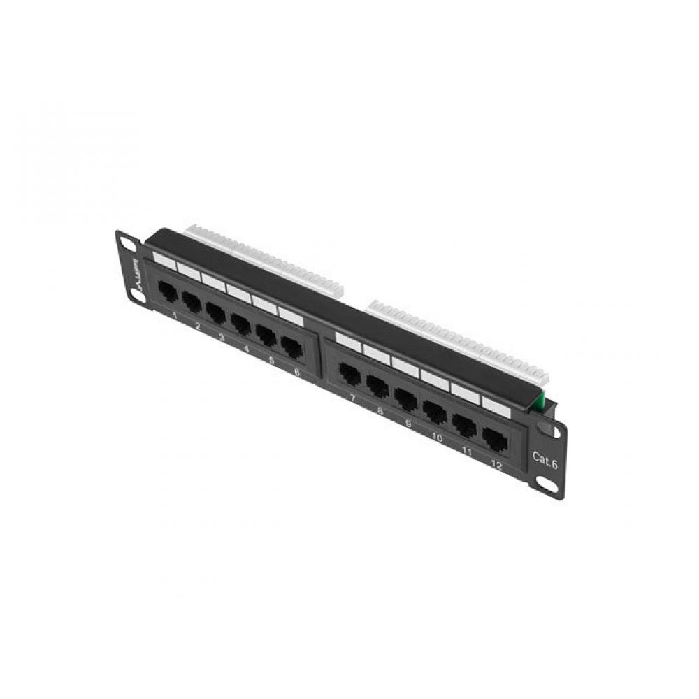 Patch panel lanberg 12 puertos 1u 10pulgadas cat.6 negro