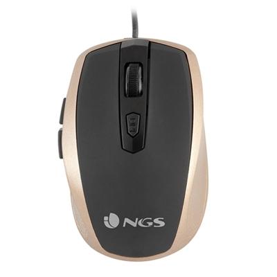 Raton con cable ngs tickgold - optico - 1600ppp - 6 botones - usb - oro