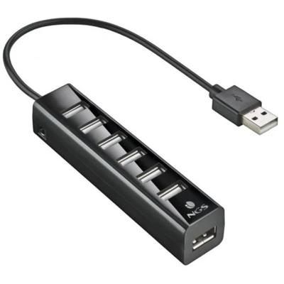 Hub 7 puertos usb 2.0 ngs tiny negro plug play -  480mbps