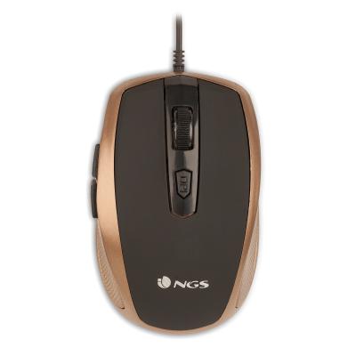 Raton con cable ngs tickgold - optico - 1600ppp - 6 botones - usb - oro