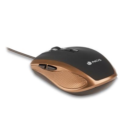 Raton con cable ngs tickgold - optico - 1600ppp - 6 botones - usb - oro