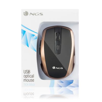 Raton con cable ngs tickgold - optico - 1600ppp - 6 botones - usb - oro