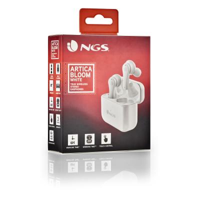 Auriculares inalambricos ngs artica bloom white bluetooth 5.1 + estuche de carga