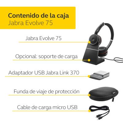 Auricular bluetooth jabra evolve 75 estereo negro